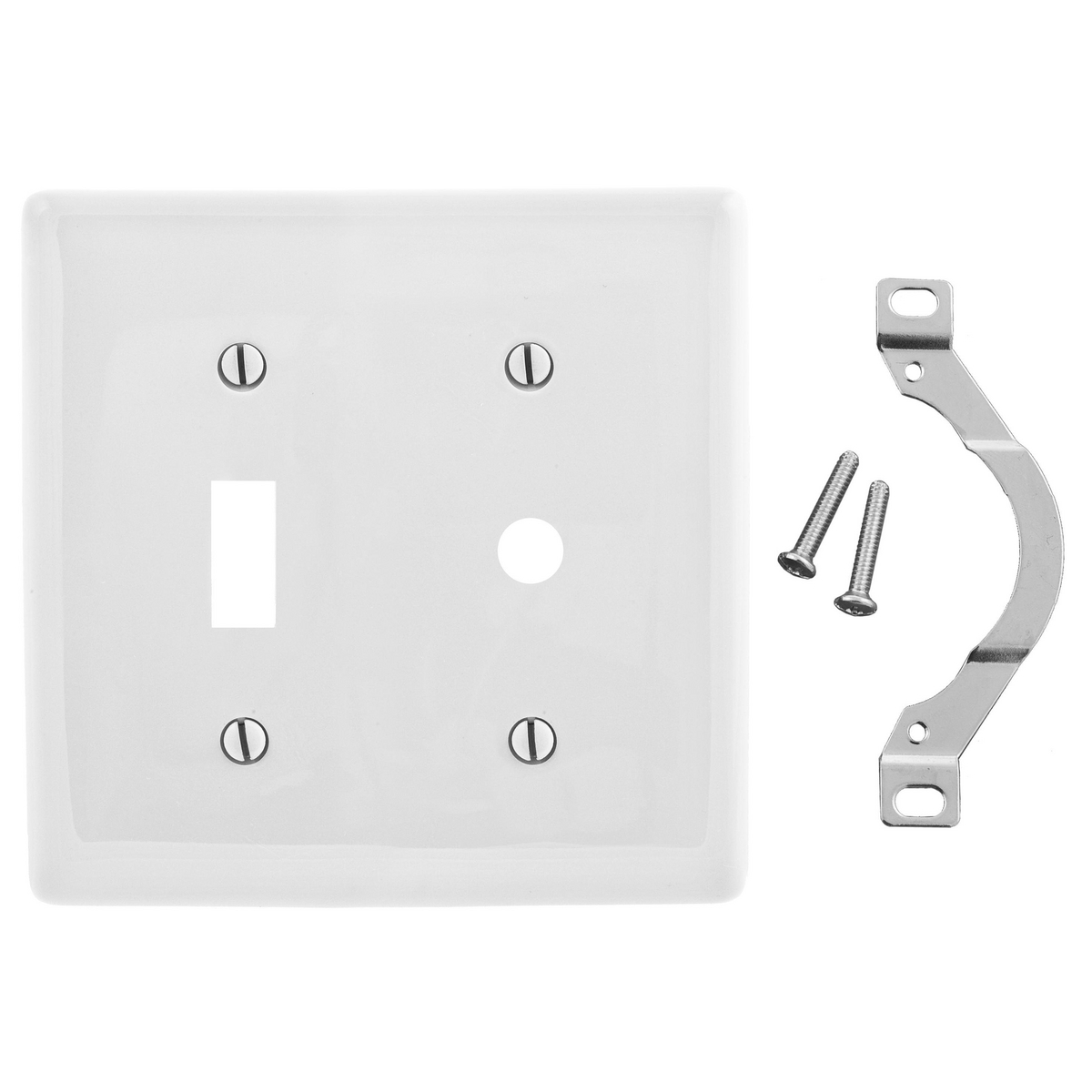 NP112W Standard Combination Wall Plate, 2 Gangs, 4.68 in W x 4.63 in H, Nylon, White