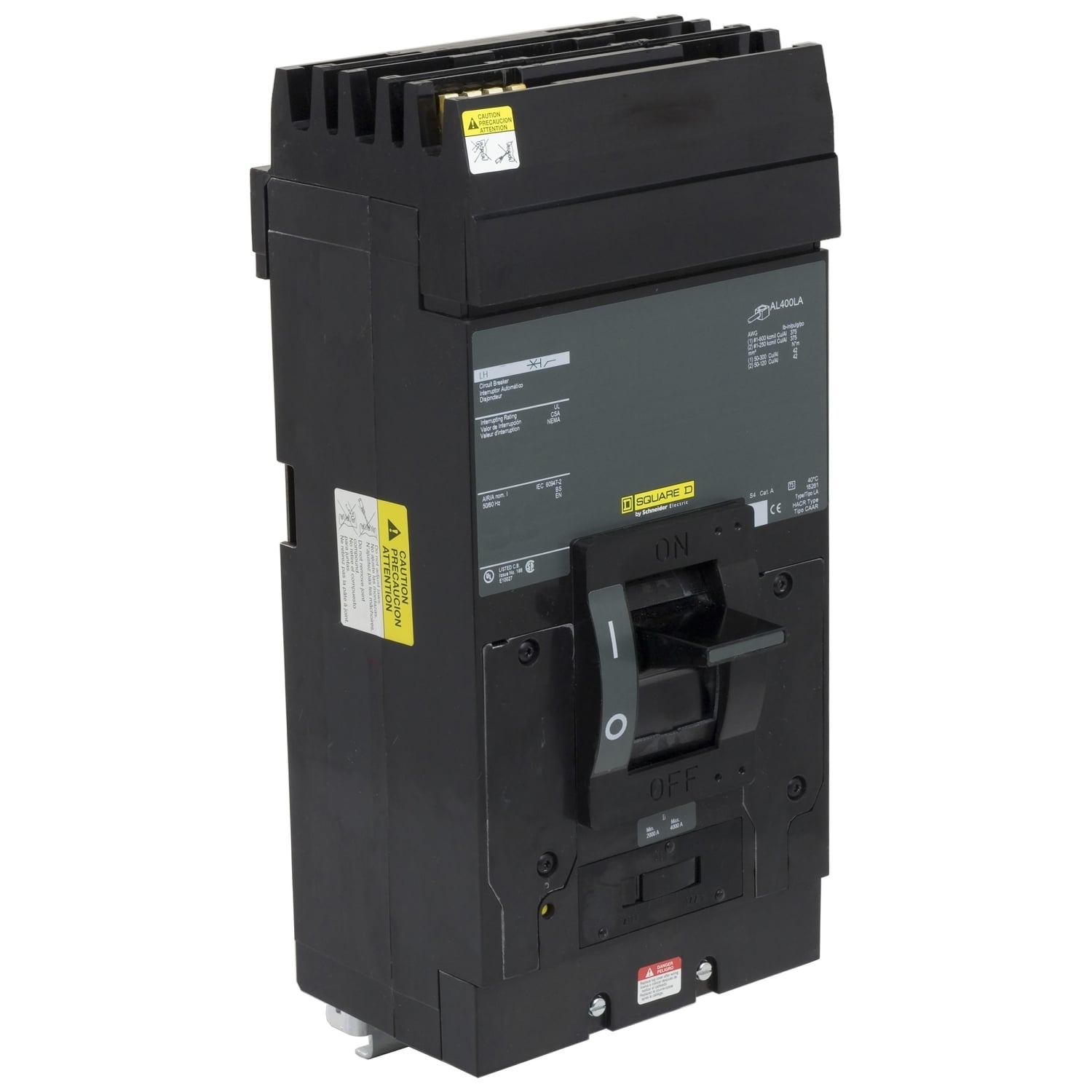 LH26350AC I-Line 2-Wire Adjustable High Interrupt Molded Case Circuit Breaker, 600 V AC/250 V DC, 350 A, 65 kA at 240 VAC/35 kA at 480 VAC/25 kA at 600 VAC/50 kA at 125/250 VDC Interrupt, 2 Poles, Thermal Magnetic Trip