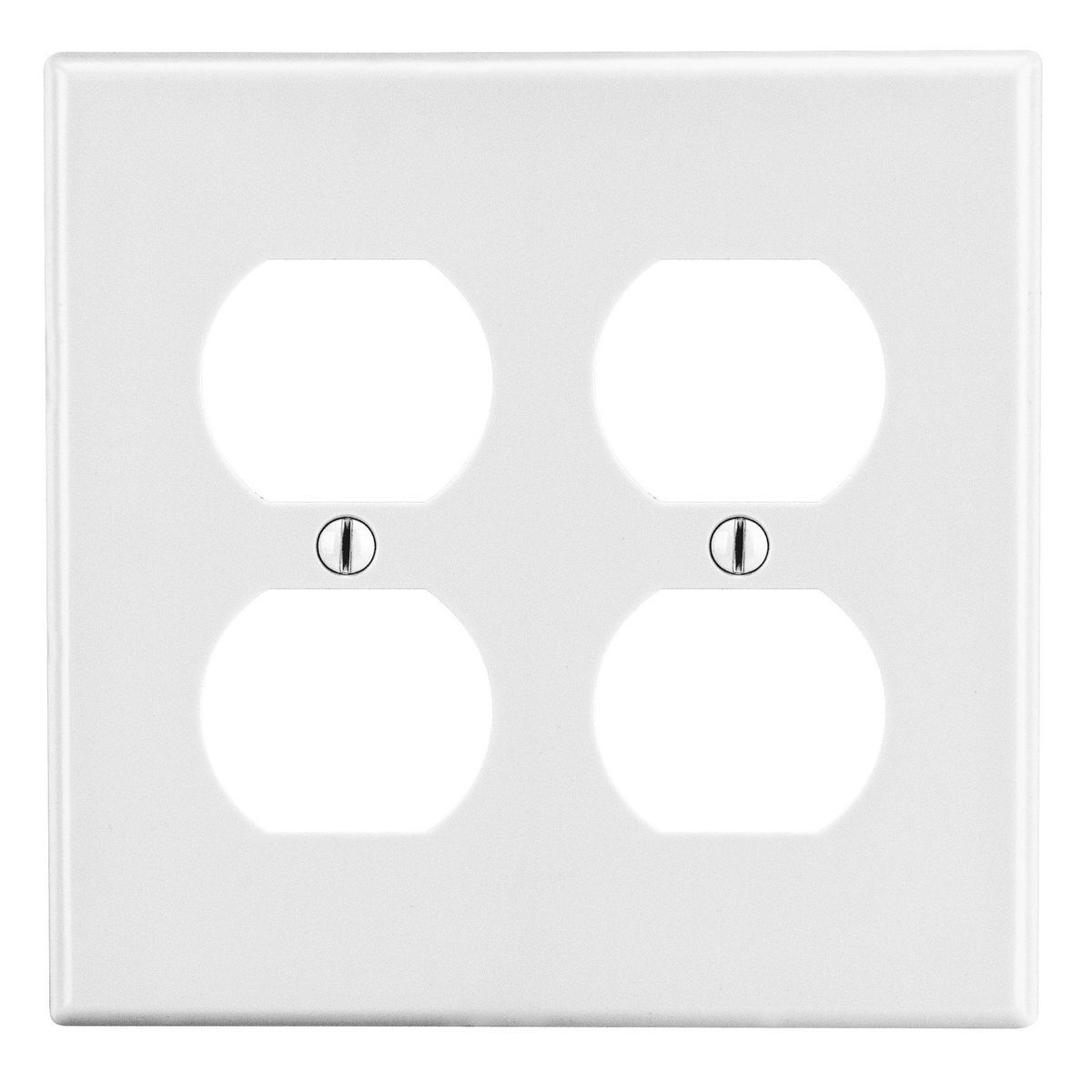 PJ82W Mid-Size Non-Metallic Wall Plate, 2 Gangs, 5 in W x 4.94 in H, Polycarbonate Thermoplastic, White