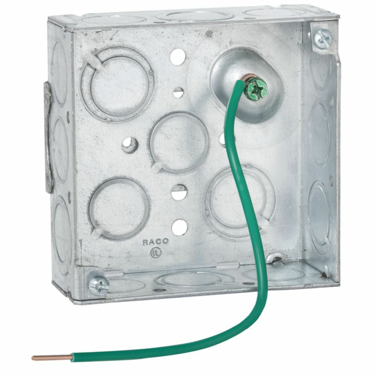 189F Square Box, Steel, 21 cu-in Capacity, (16) Knockouts, 4 in H x 4 in W x 1-1/2 in D