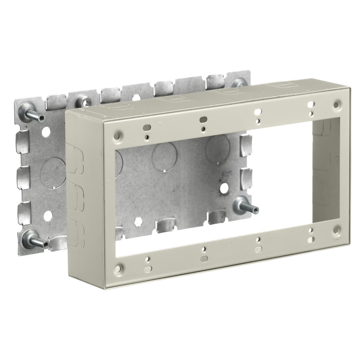 HBL57484IVA 4-Gang Standard Raceway Box With 1/2 in NPT Knockout, 8.4 in L x 4.6 in W x 1.8 in H, Rolled Steel, Ivory