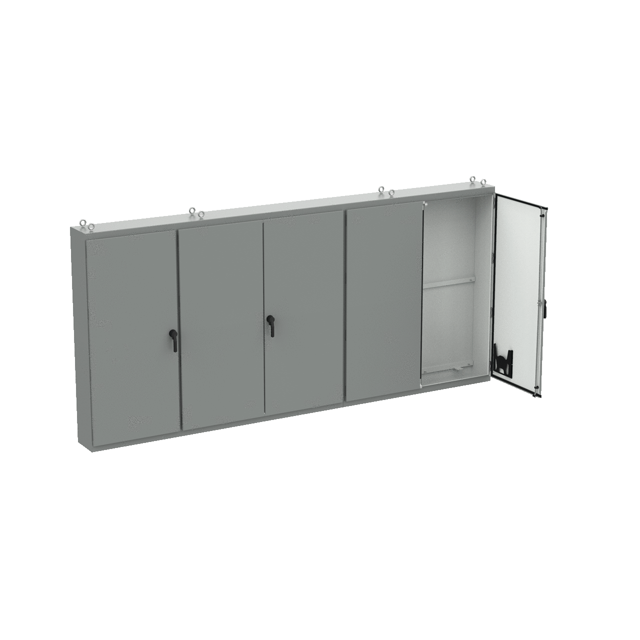 A86M5E20LP A27 5-Door Enclosure, 86.12 in L x 187 in W x 20.12 in D, NEMA 12/IP55 NEMA Rating, Steel