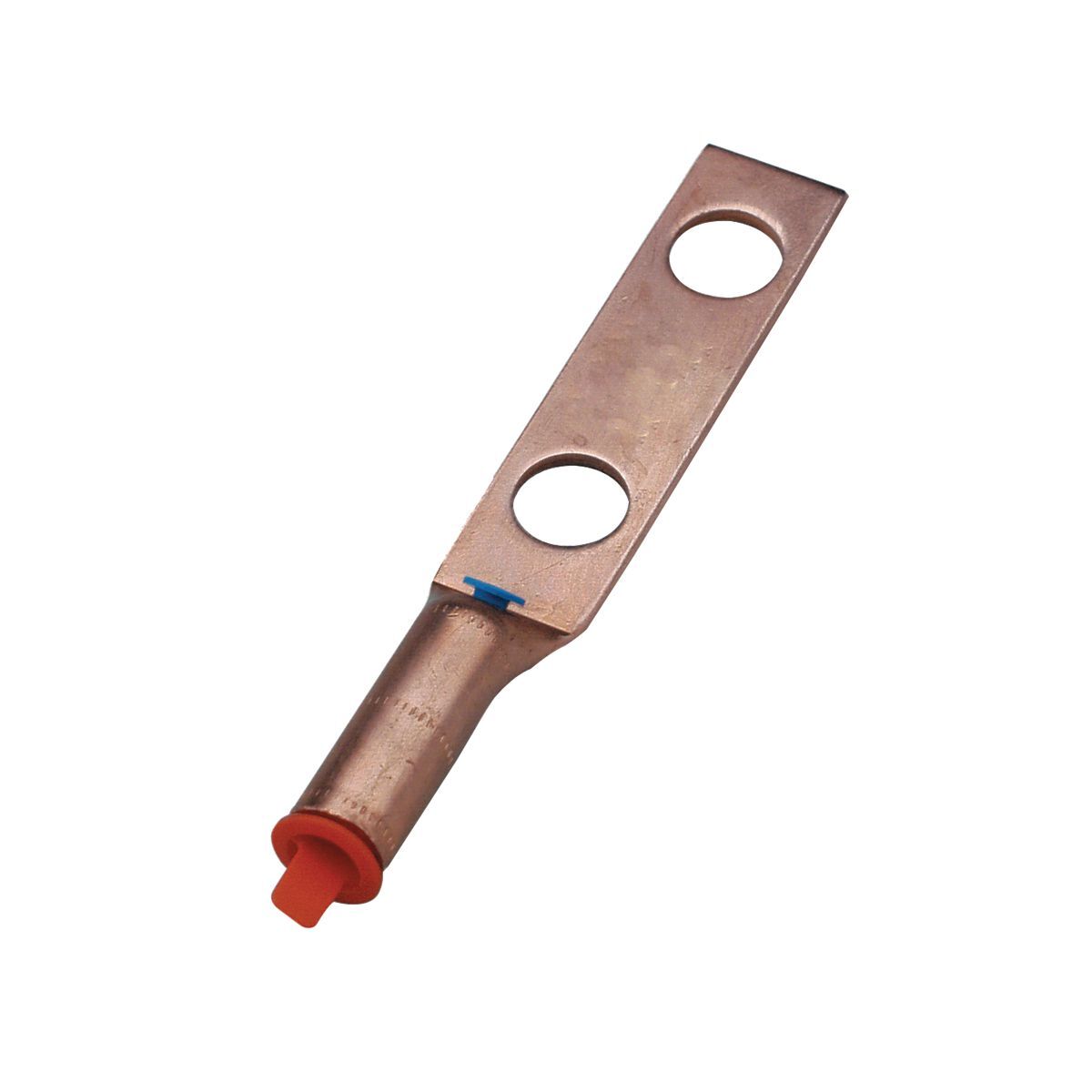 YGA2C2TC38 YGA 2-Hole Grounding Irreversible Compression Terminal, 2 AWG Solid/Stranded Copper Conductor, Die Code: 10, 3/8 in Stud, Copper