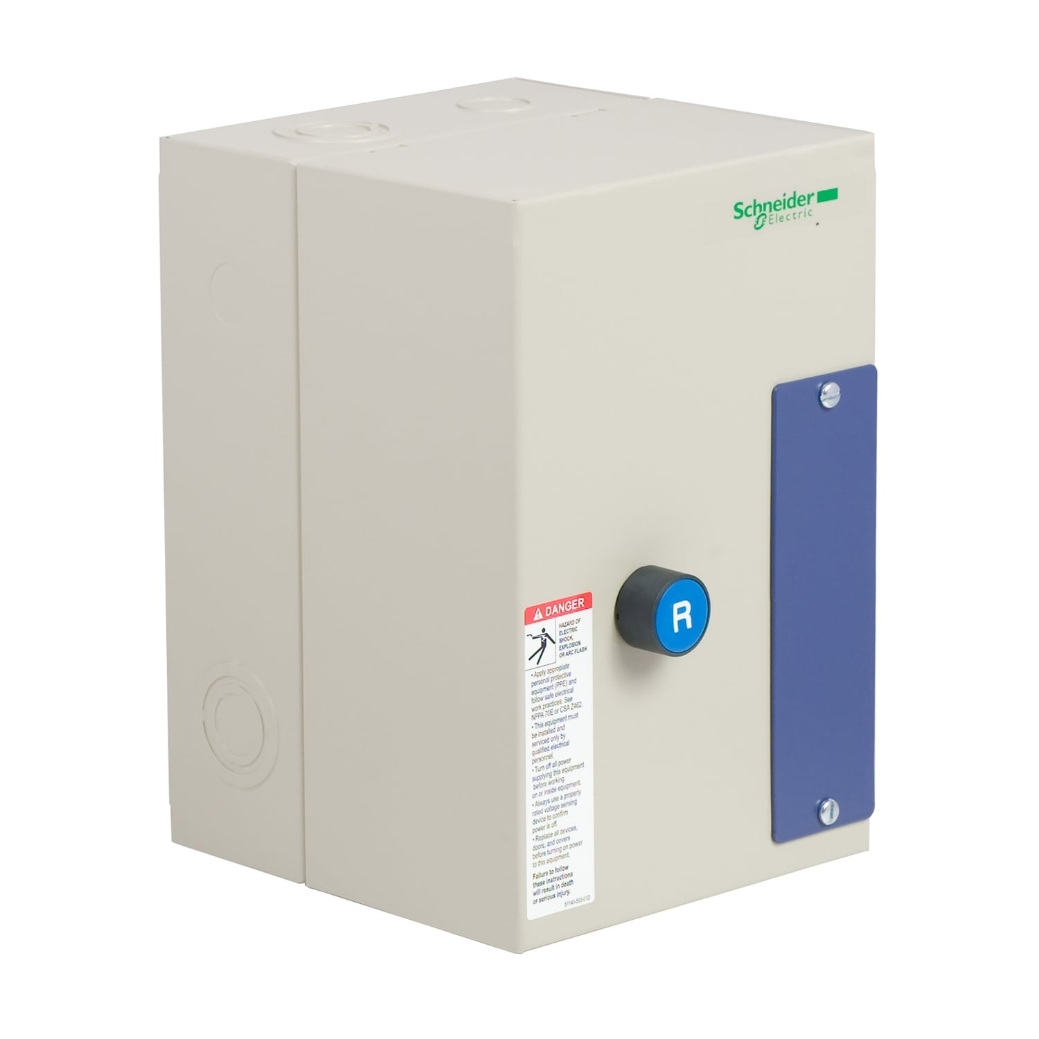 LE1D093A62OT70 TeSys D Instakits LE Series Full Voltage Non-Reversing Enclosed Starter, 480 VAC V Coil, 3 Poles, NEMA 1 Enclosure