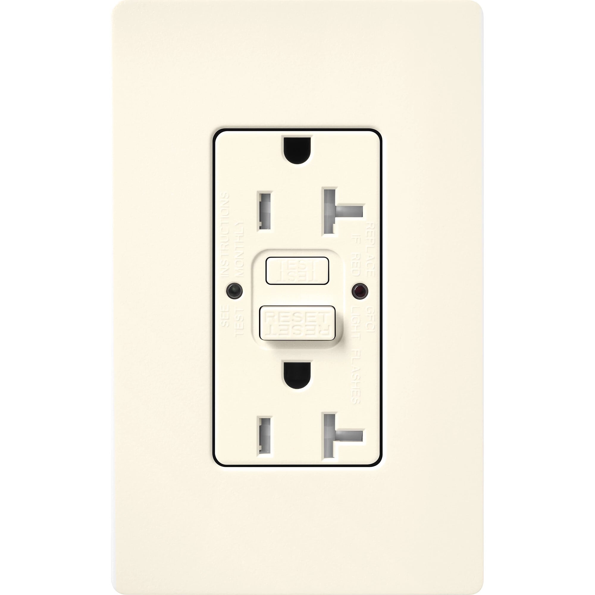 SCR-20-GFST-BI Claro Tamper-Resistant GFCI Duplex Receptacle, Decorator-Style Outlet, 20 Amp, Self-Testing, Satin, Biscuit