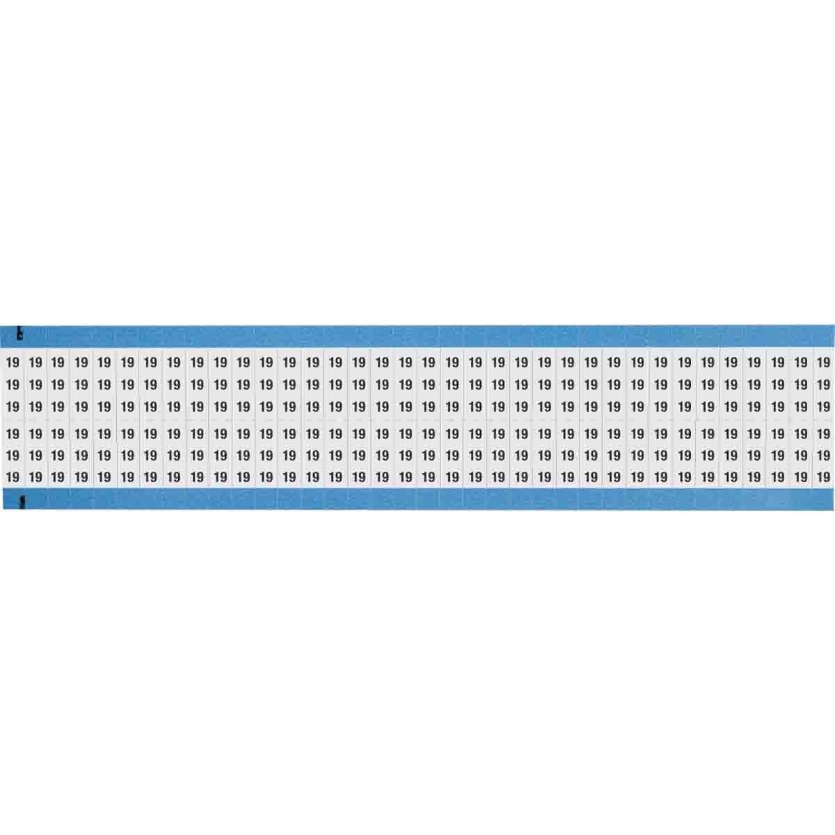 WM-19-SC-PK WM Series Card Mount Pre-Printed Solid Number Wire Marker Card, 3/4 in L x 1/4 in W, Black on White, B-500 Repositionable Vinyl Coated Fabric, 72 Markers per Card