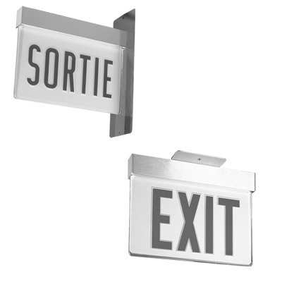 LRP 1 GC 120/277 EL N PNL Dual Voltage Edge-Lit Single Face Emergency Exit Sign, LED Lamp, 1.7/1.9 W Fixture, 120/277 V AC, Brushed Housing, EXIT Legend