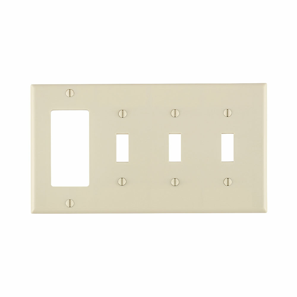 P326-T Standard Size Combination Wall Plate, 4 Gangs, 8.19 in W x 4.5 in H, Thermoset, Light Almond