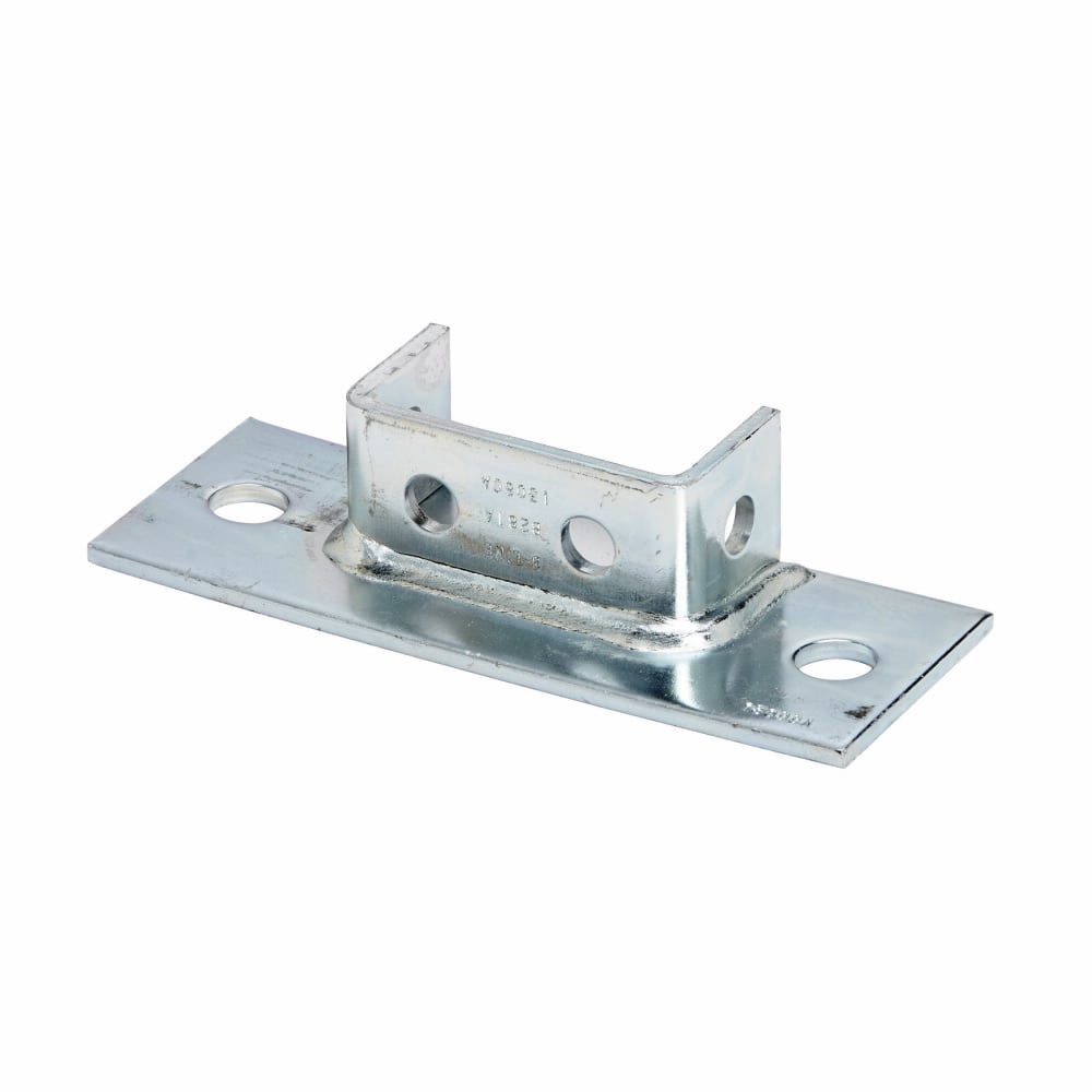 B281AFLZN Rectangular U Type Post Base, 2 Channel, Flush to Side Channel Position, 1-5/8 in H Base, For Use With 1-5/8 x 1-5/8 in B22A, B22B and B22C Series Side By Side Channel, Steel