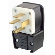 8432-P 3-Phase Angled Cable Mount Grounding Straight Blade Plug, 250 V AC, 30 A, 3 Poles, 4 Wires, Black