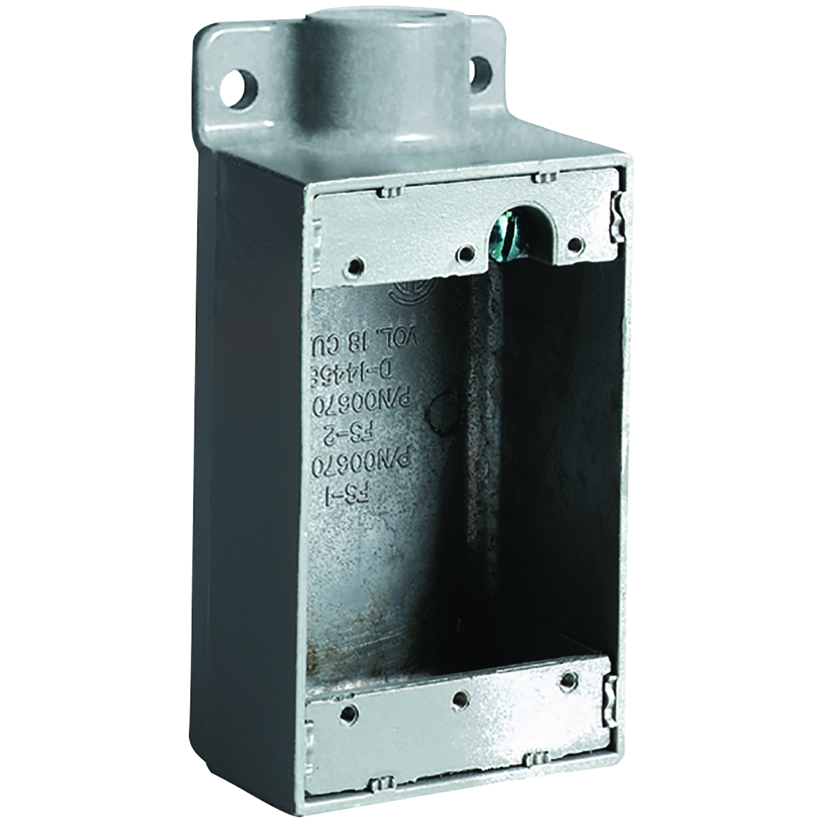 FS-1 FS Series Dead End Cast Device Box, Copper Free Aluminum, 18 cu-in Capacity, 1 Gangs, (1) Outlets, 5-1/2 in H x 2-7/8 in W x 2 in D
