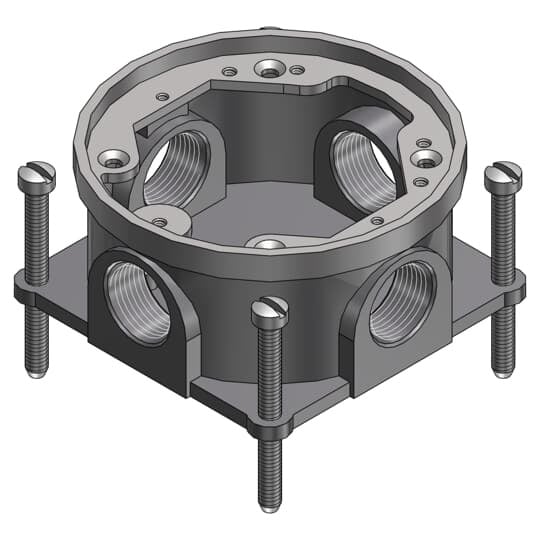604-AL-SC Steel City Flush Service Floor Box With Aluminum Trim Ring, Cast Iron, 15 cu-in Capacity, 1 Gang, 4 in L x 4-1/4 in W x 2 in H