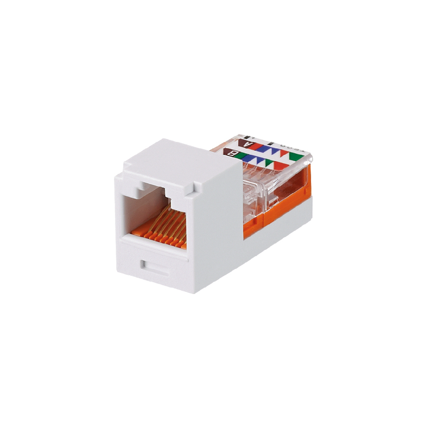 CJ588WHY PanNet Mini-Jack TX5e 1-Slot 8-Position 8-Wire Lead Frame Unshielded Jack Module, Cat 5e RJ45/Mini-Com Module, Surface Mount, 1 Port, ABS, White