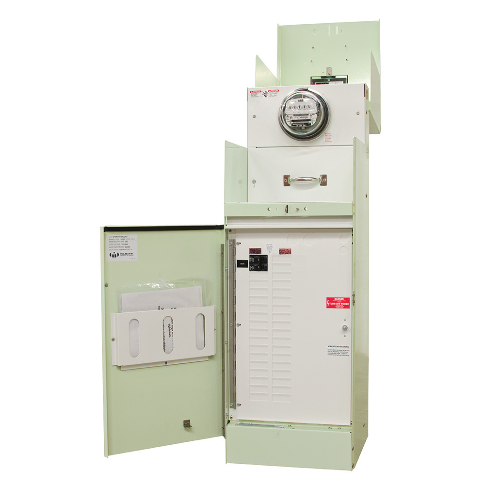 CP3B51115A22 Ringless, 100 Amp, 240V, 4 Term, Main Circuit Breaker, 16 Circuit, Load Center, 22k, Mint Green