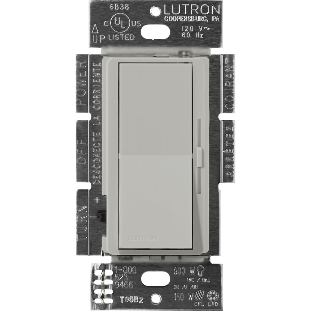 DVSCLV-600P-PB Diva MLV Dimmer Switch with Night Light, 450W, 600VA, 1 Pole, No Neutral Required, 120V, Pebble