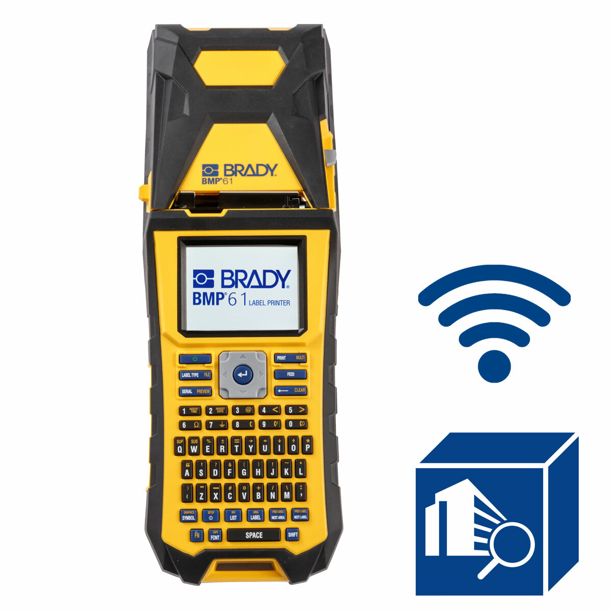 BMP61-W-AM-BWSSFID Stand Alone PC Connect Label Printer, Thermal Transfer Print, 2 in W Tape, 4 to 170 Point Text Font, 110 V, Color Touch Screen/LCD Backlit Graphics Display