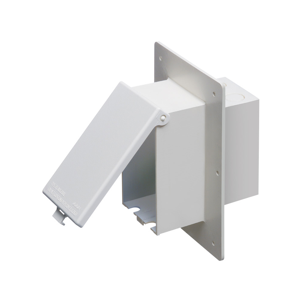 DBVME1W InBox DB Series 1-Piece Low Profile Electrical Box, Plastic, 22 cu-in Capacity, 1 Gangs, 8 in L x 5.75 in W x 5.16 in H