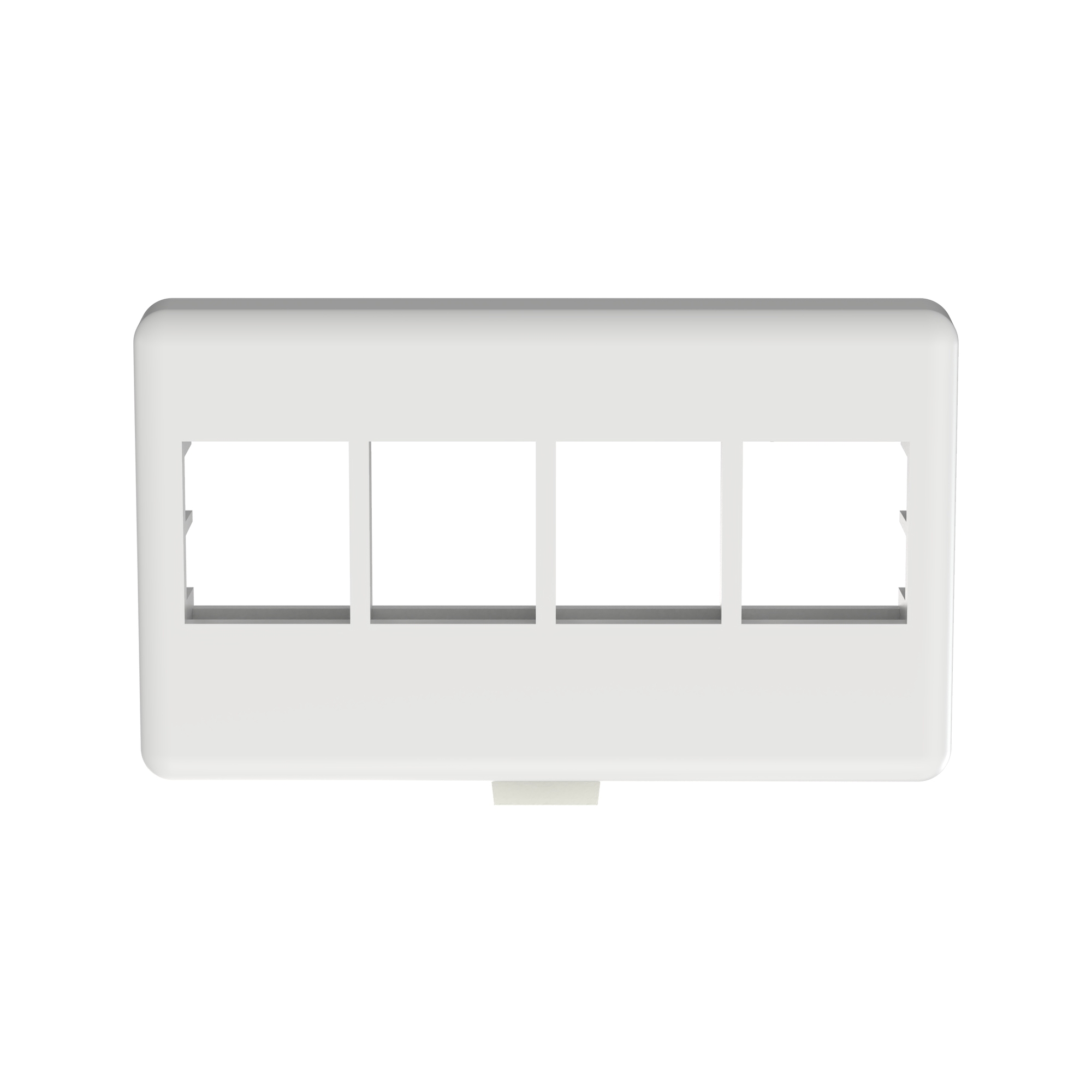 NK4MFWH NetKey Flat Modular Furniture Faceplate, 4 Ports, Keystone Module, Snap-Fit Mount, ABS