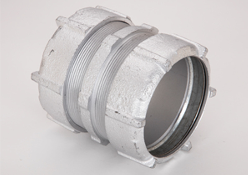 3107 Bridgeport Concrete Tight Compression Coupling, 3 in, For Use With Rigid/IMC Conduit, Malleable Iron, Zinc Plated