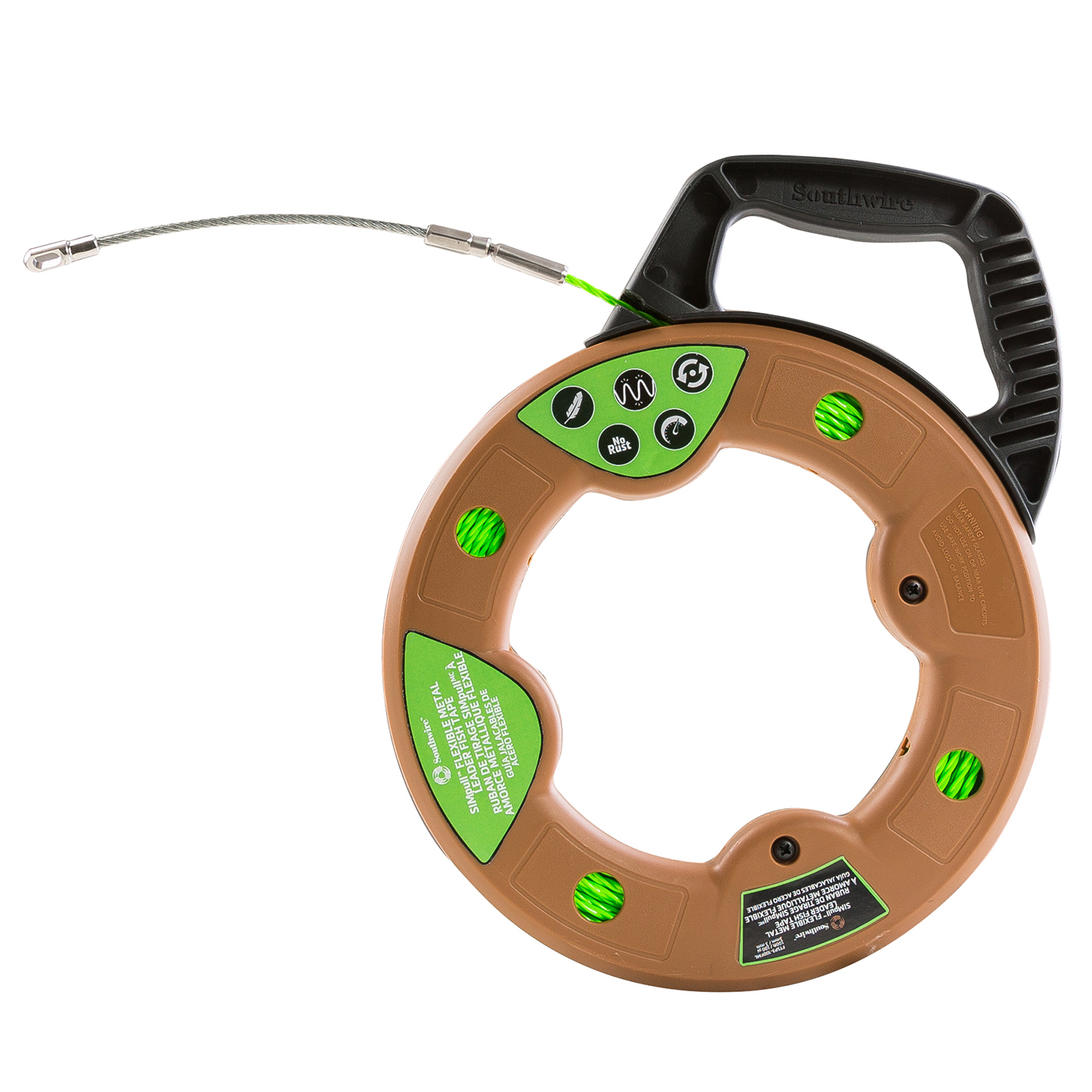 598972 SIMpull Flexible Fish Tape, 100 ft L Tape, Fiberglass Tape, Green