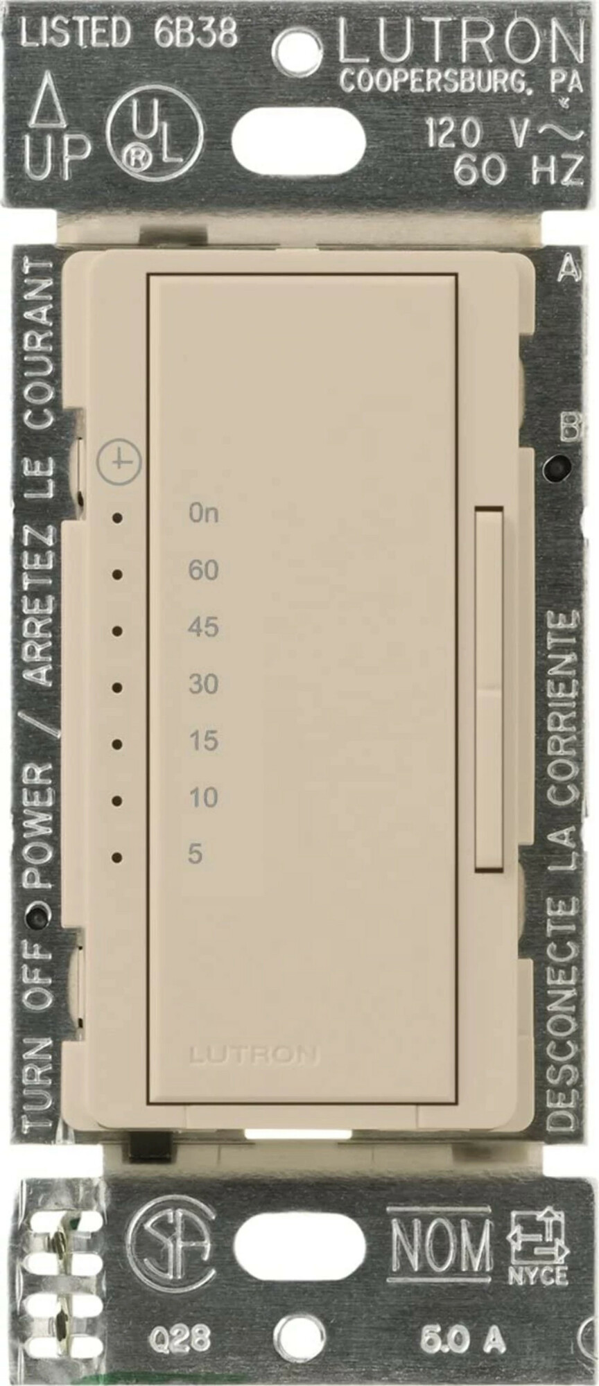 MA-T51MN-TP Maestro Countdown Timer Switch for Fans and Lights, Neutral Required, 150W LED, 3 Amp Fan, 1 Pole/Multi-Location, Taupe
