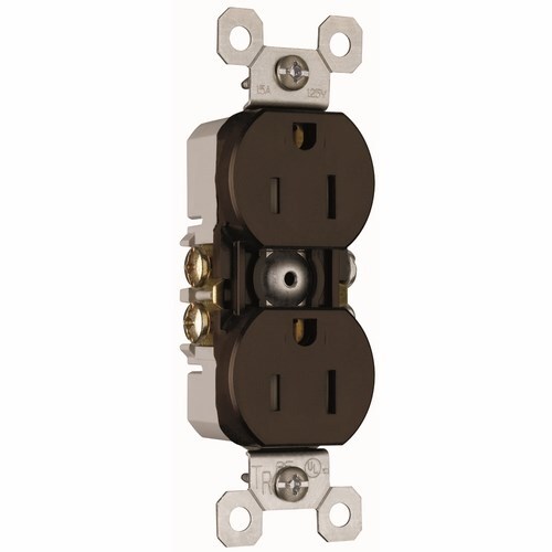 3232TR Trademaster Duplex Receptacle, 15 Amp, 125V, Brown