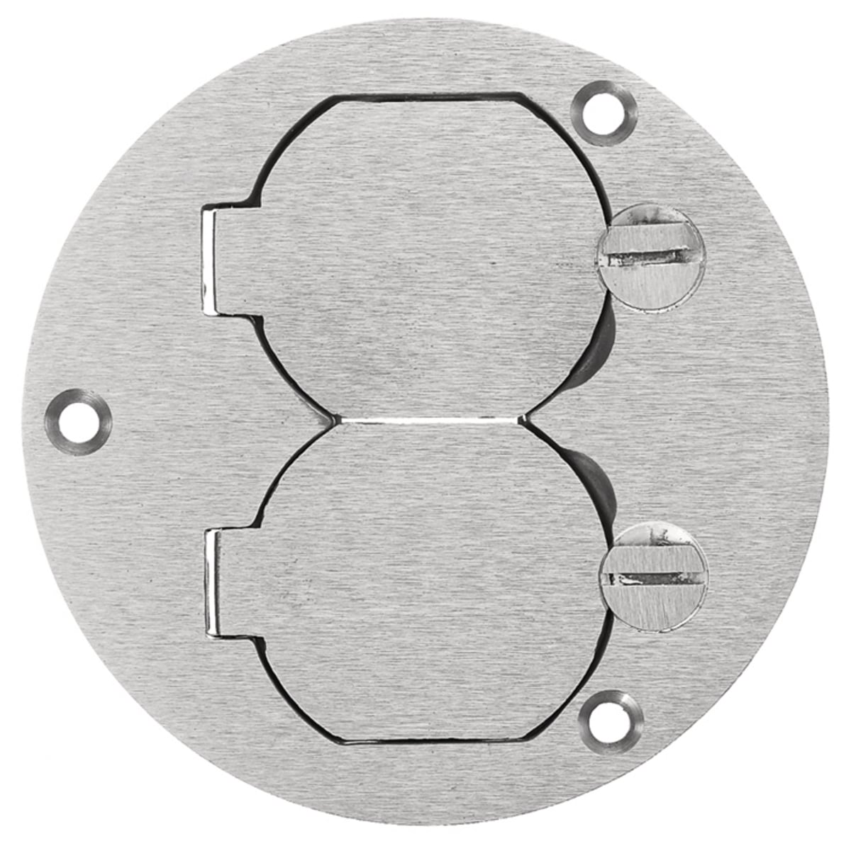 SA3925 Standard Floor Box Cover, 3.88 in Dia, 3-7/8 in L x 3.87 in W, Duplex Cover, Aluminum