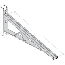 B494-48ZN Braced Single Bracket, 2 Holes, 48 in L x 1-5/8 in W x 7/32 in THK, Steel