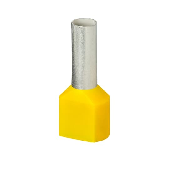F8011 Sta-Kon Insulated Twin Wire Ferrule, 10 AWG Stranded Copper Conductor, 0.984 in L, Copper, Yellow