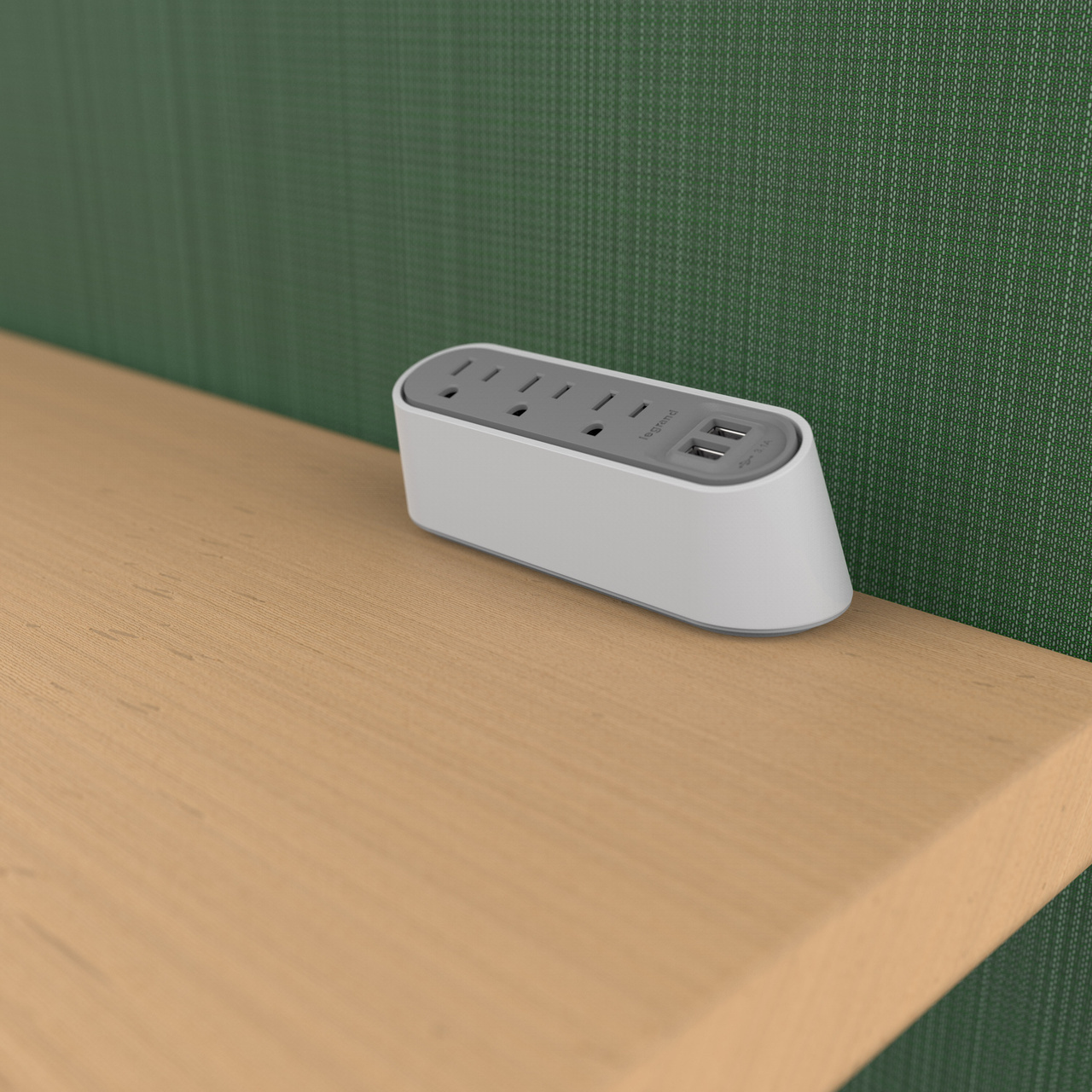 WSPC320WH Slim Desktop Power Center Unit, 15 A, 2 Outlets, 6 ft L Cord, Surface Mount