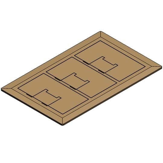 E9763BR Carlon Multi-Gang Floor Box Cover, 11-1/2 in L x 7.13 in W, Brass