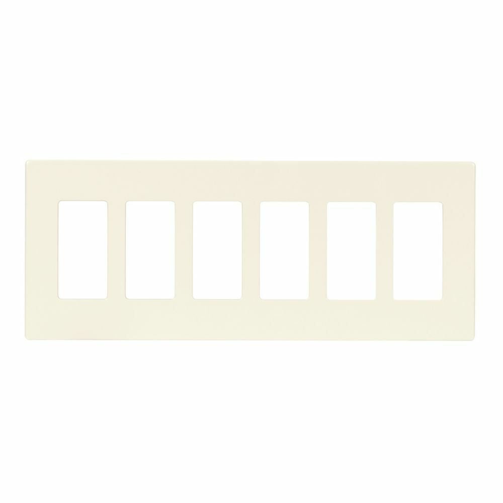 Eaton Screwless wallplate, Screwless, Lt. Almond, Decorator Cutout, Polycarbonate, 6-Gang, Mid-size