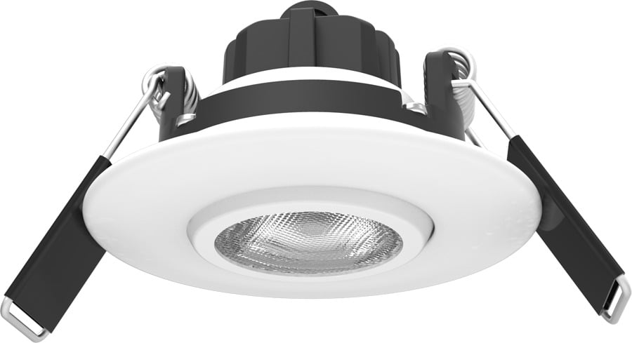 G2R5940120W G Series Round Recessed Gimbal Downlight With Hinged Cover, 5 W Fixture, 2 in Ceiling Opening, 120 VAC, Die Cast Aluminum Housing