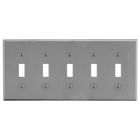 Hubbell Wiring Device Kellems, Wallplates and Box Covers, Wallplate,Non-Metallic, 5-Gang, 5) Toggle, Gray