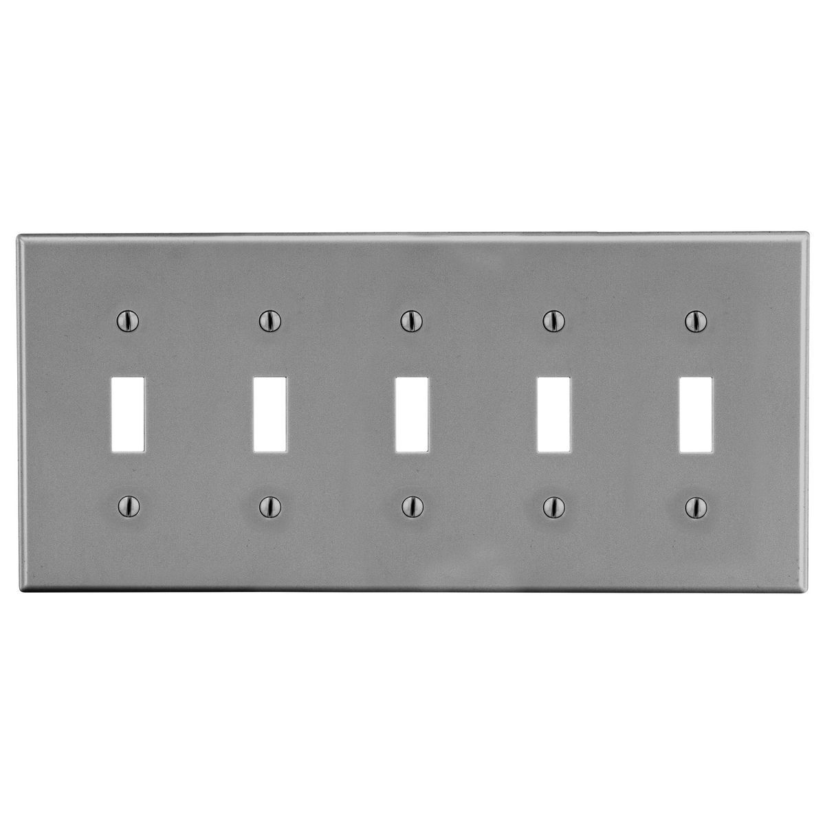 P5GY Non-Metallic Standard Wall Plate, 5 Gangs, 10.12 in W x 4.63 in H, Polycarbonate Thermoplastic, Gray