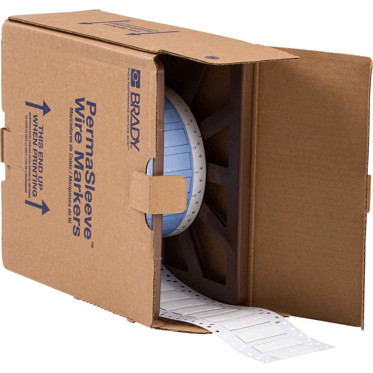 PS-375-2-WT-2 PermaSleeve 1-Sided Blank Heat Shrink Wire Marker Sleeve, 12 to 4 AWG Wire, 1 in L x 1 in W, B-342 Polyolefin, Blank Legend