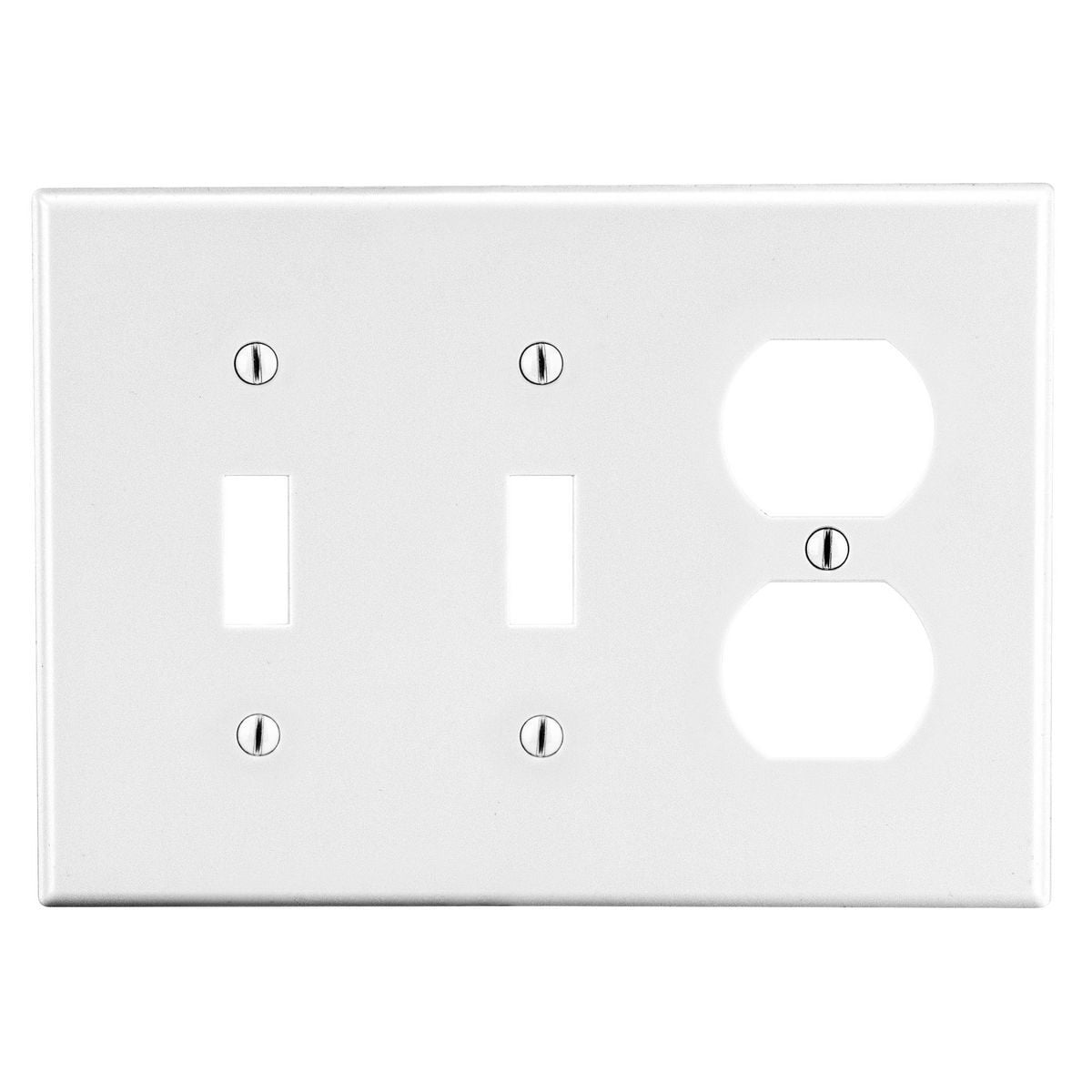PJ28W Mid-Size Non-Metallic Wall Plate, 3 Gangs, 6.75 in W x 4.88 in H, Polycarbonate Thermoplastic, White