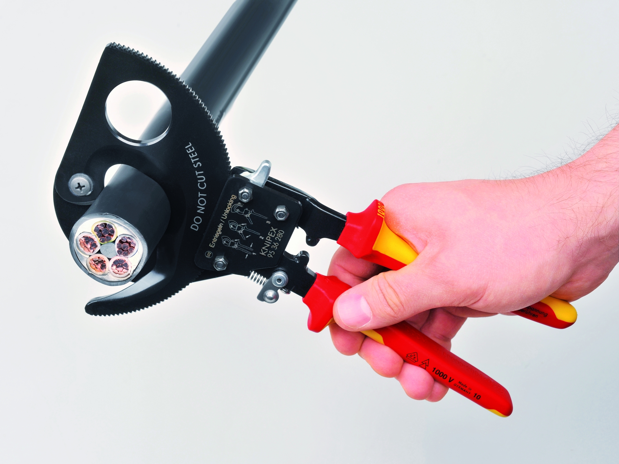 Ratcheting Cable Cutters-1000V Insulated, 11 in., Multi-Component, VDE