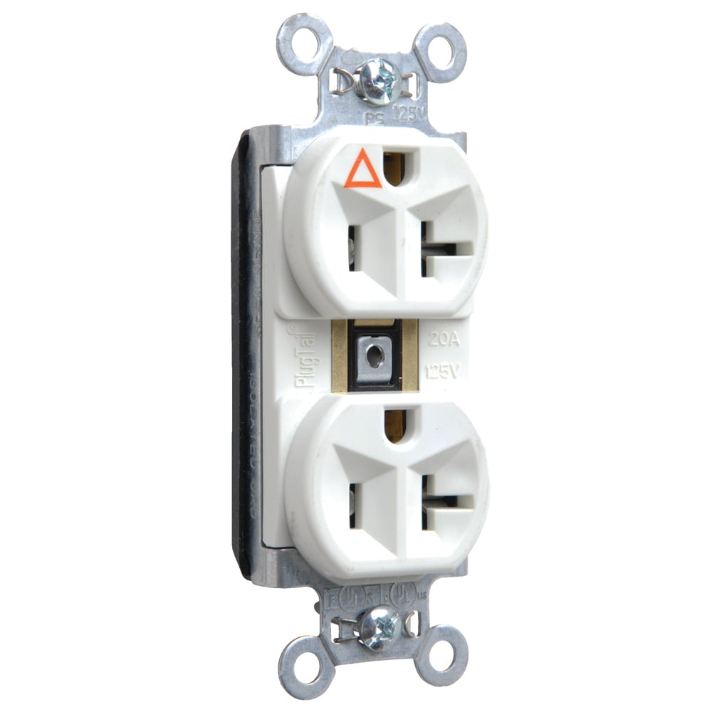PTIG5362W PlugTail Isolated Ground Spec Grade Receptacle, 20 Amp, 125V, White