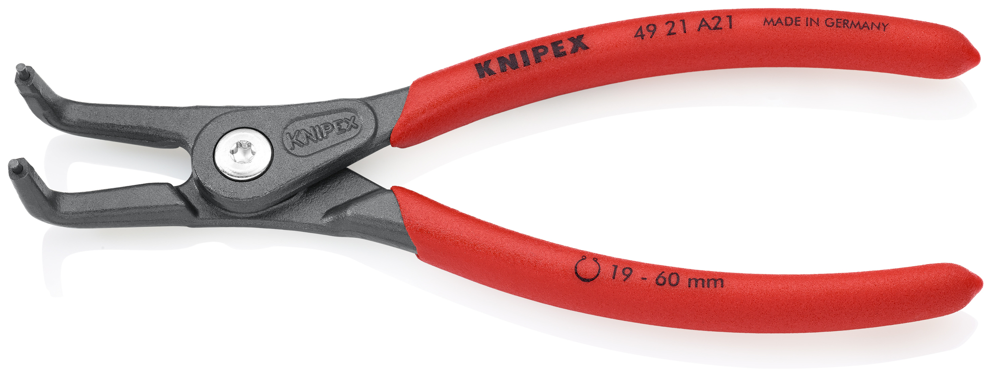 External 90° Angled Precision Snap Ring Pliers, 12 in., Non-slip plastic, 1/8 in. Tips