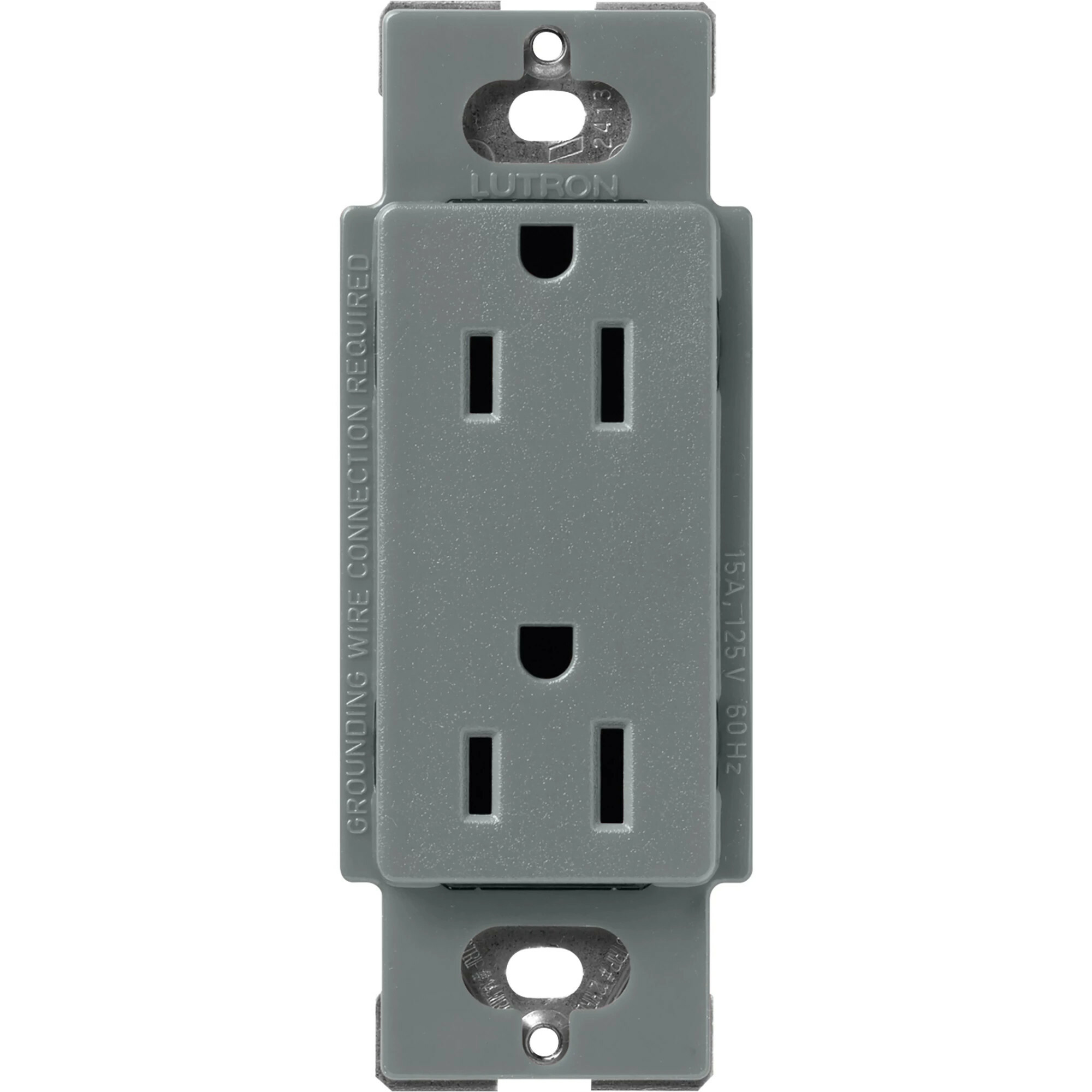 SCR-15-SL Claro Duplex Receptacle, Decorator-Style Outlet, 15 Amp, Satin, Slate