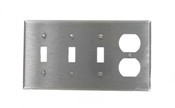 84043 Standard Size Combination Wall Plate, 4 Gangs, 8.19 in W x 4.5 in H, 430 Stainless Steel