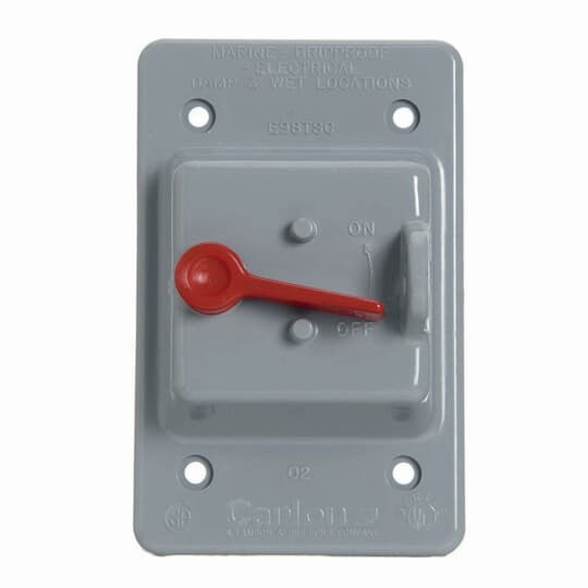 E98TSCN-CAR Carlon Non-Metallic Weatherproof Box Cover, 4.75 in L x 3 in W, Toggle Switch Cover, Polycarbonate