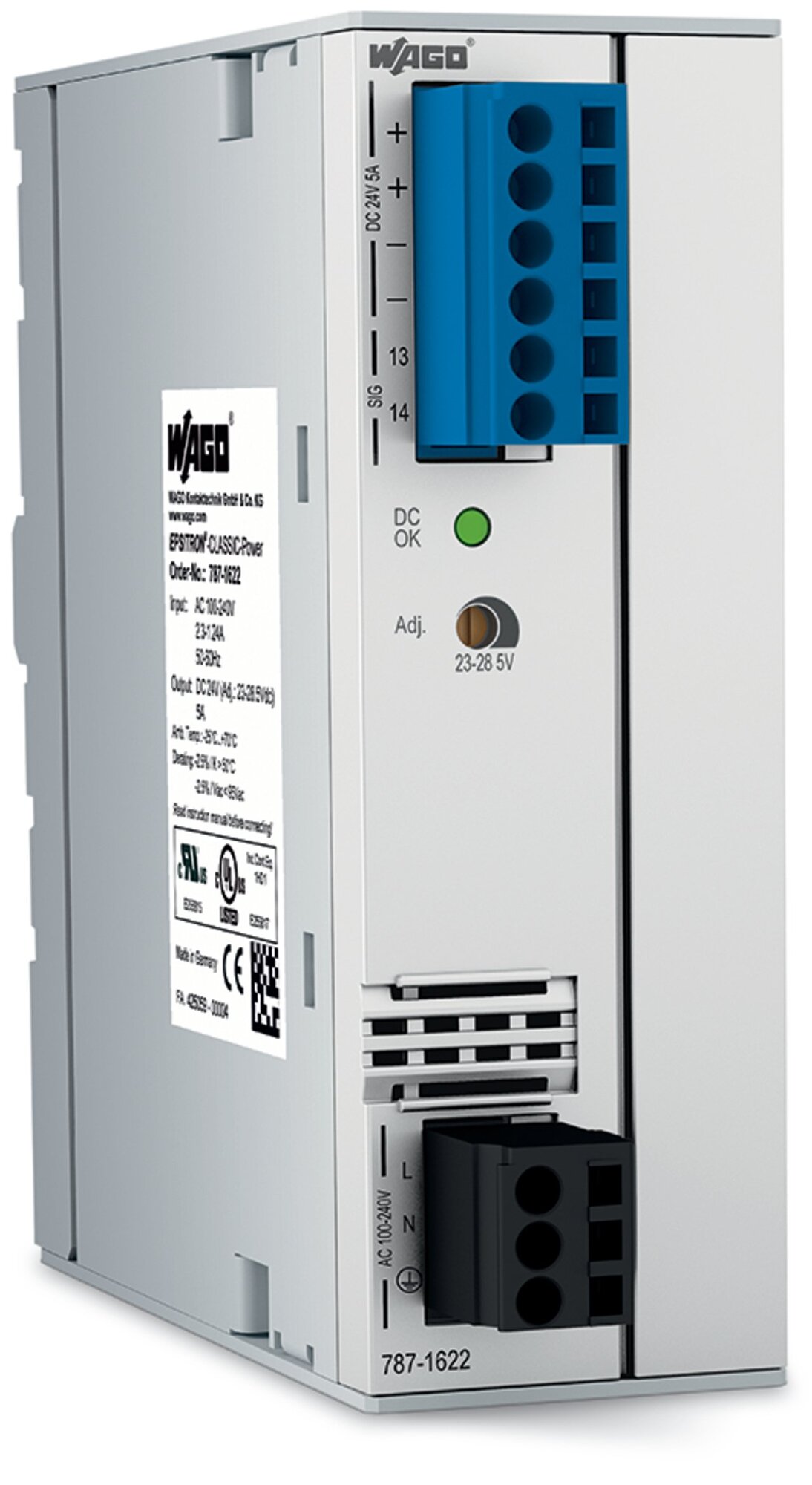 787-1622 1-Phase, 300 V Input, 24 V DC Output, DIN Rail Mount