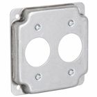4 In. Square Exposed Work Covers - Raised 1/2 In., 2 Receptacles1.406In. Dia.
