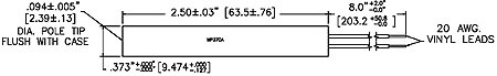 MP37CA00 Magnetic Proximity Sensor, NPN Open Collector Contact, 180 rpm Switching Speed