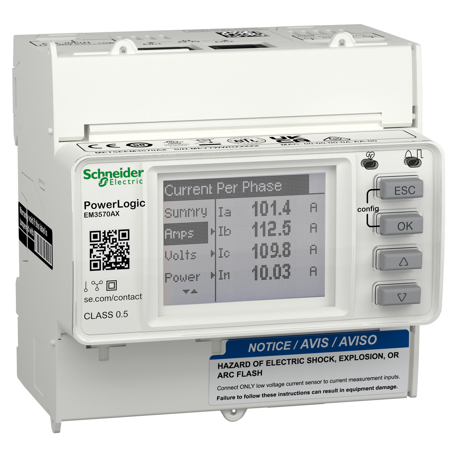 METSEEM3570AX DIN Rail Meter, 12 to 36 V DC