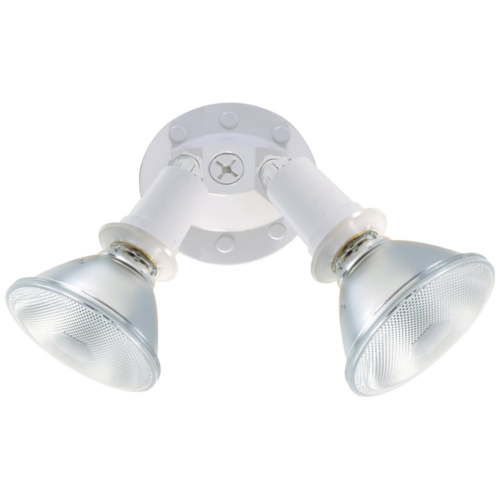 76-522 Exterior Traditional Utility Floodlight Fixture With Adjustable Swivel, (2) Halogen Lamp, 150 W Fixture, 120 VAC, White Housing