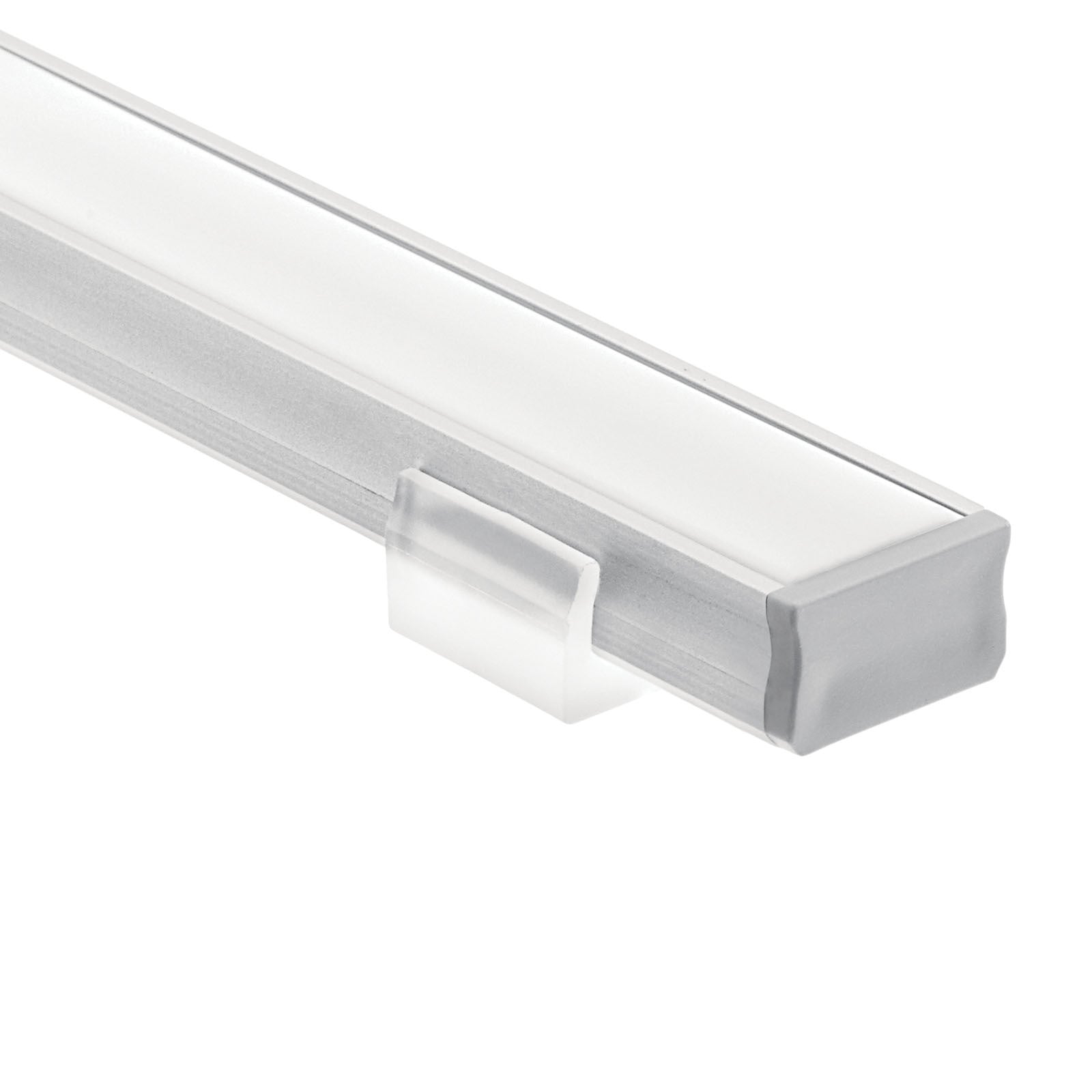 Mount LED tape light to surfaces like shelves and cabinets with the TE Standard  Series aluminum extruded channel kit. The kit comes equipped with 8 feet of channel and white opaque lens, as well as coordinating end caps and mounting clips. The standard depth of the channel offers a light distribution that is gently diffused. Simply add the Kichler LED Tape, Power Supply and accessories best suited for your installation.