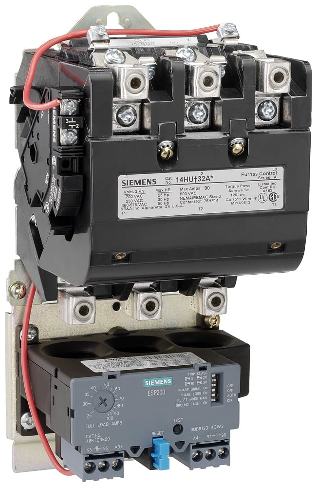 14HUG32AC Class 14 Full Voltage General Purpose Motor Starter, 220 to 240/440 to 480 VAC V Coil, Non-Reversing Action, 3 Poles, Open Enclosure